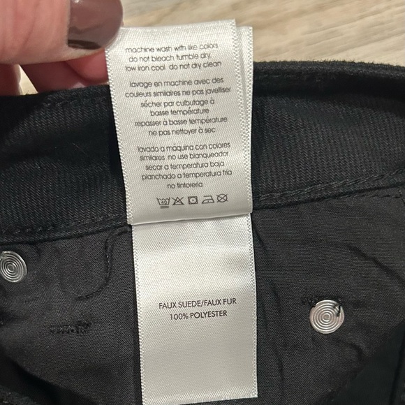 NWT We Wore What Black Denim Jeans Faux Fur Cuff Straight Leg High Rise Size 27 - Picture 10 of 12